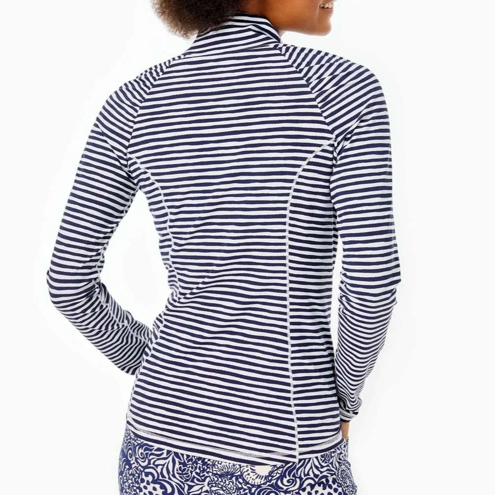 Lilly Pulitzer Justine Half-Zip UPF 50+ Stripe - Picture 3 of 8